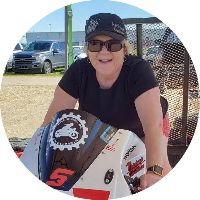 Client Cindy Review of Beyond Belief Rose Energy Service Cindy on motor cycle